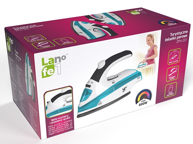LAFE ZPH-201 Tr strygejern Non-stick bundplade 800 W Bl, Hvid #4