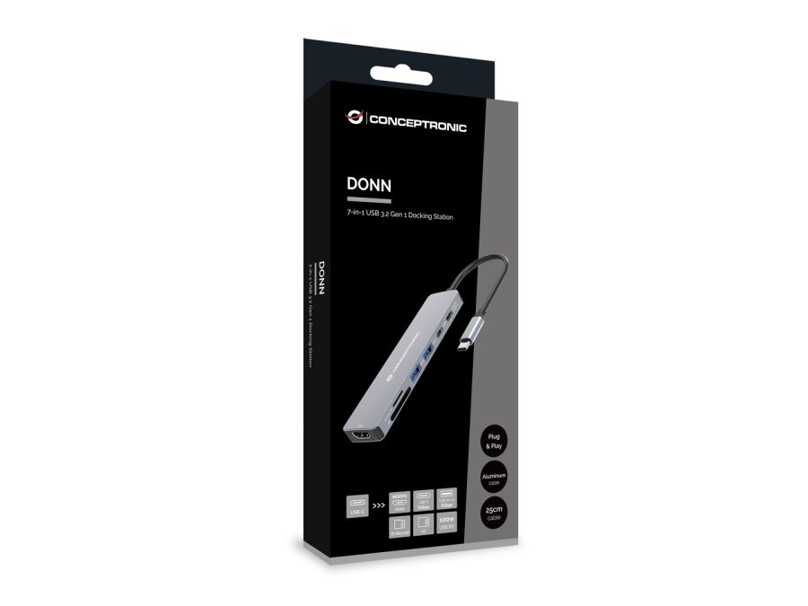 Conceptronic DONN28G dockingstation Ledningsf�rt USB 3.2 Gen 1 (3.1 Gen 1) Type-C Gr� #4