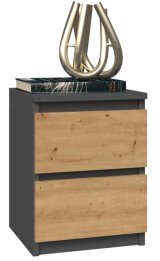 Topeshop M2 ANTRACYT/ARTISAN sengelampe & sengebord 2 skuffe(r) Anthracit, Egetr, Tr #5