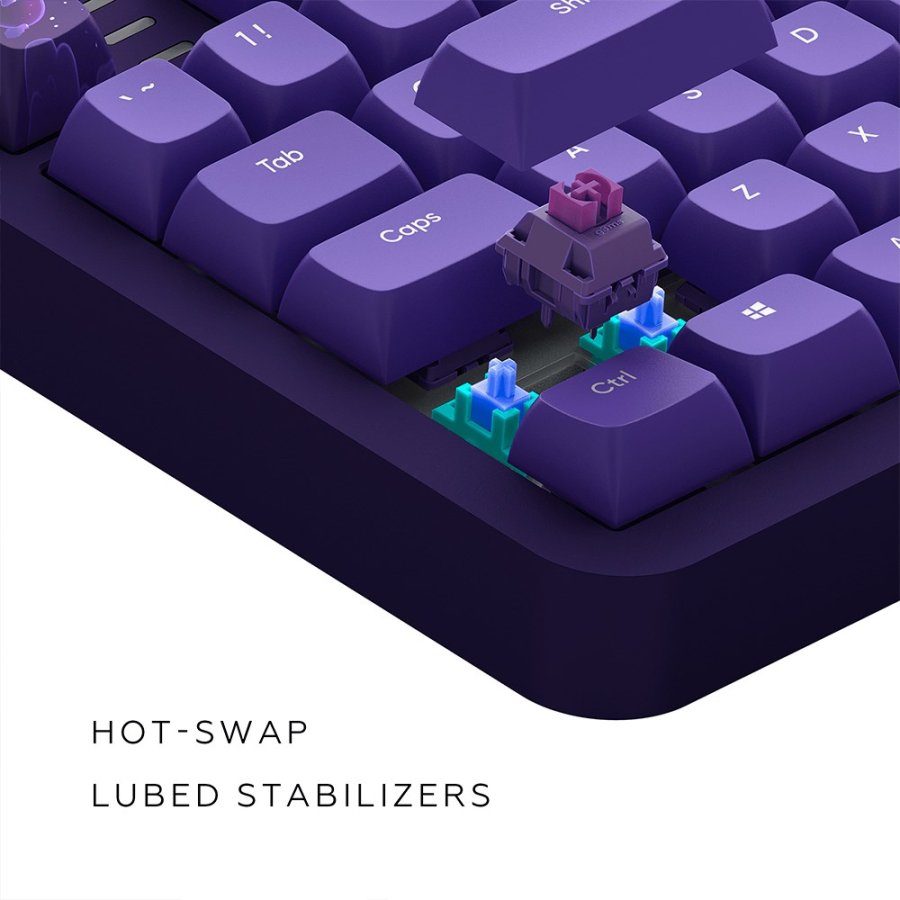 Dark Project ALU87B Celestial, G3MS Voidstone Switch, UK/DE/AT/ES/IT/FI/NO/SE/DK tastatur Spil USB QWERTZ Dansk, Engelsk, Tysk, Italiensk, Nordisk, Norsk, Spansk, Svensk, UK engelsk Lilla #9