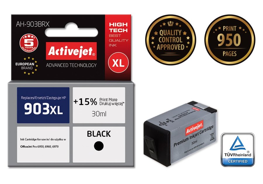 Activejet AH-903BRX Blk (erstatning HP 903XL T6M15AE; Premium; 30 ml; sort) #2