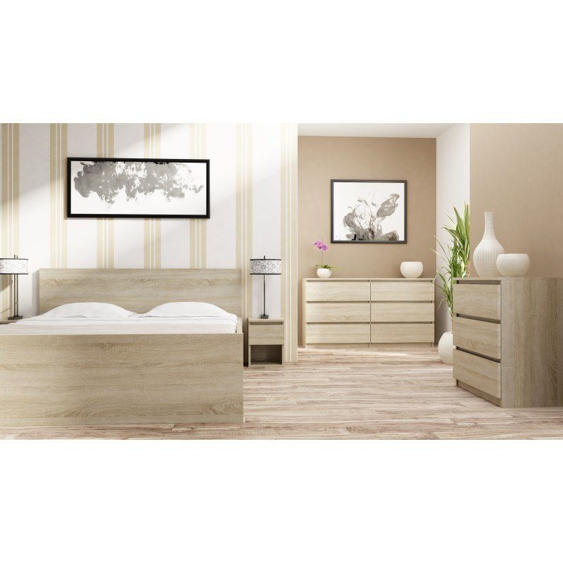 Topeshop M2 SONOMA sengelampe & sengebord 2 skuffe(r) Egetr #2