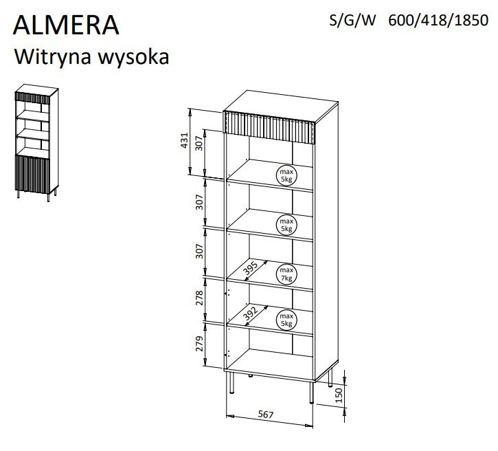 Cama ALMERA 5903815010743 stue opbevaringskabinet Opbevaringsskab #4
