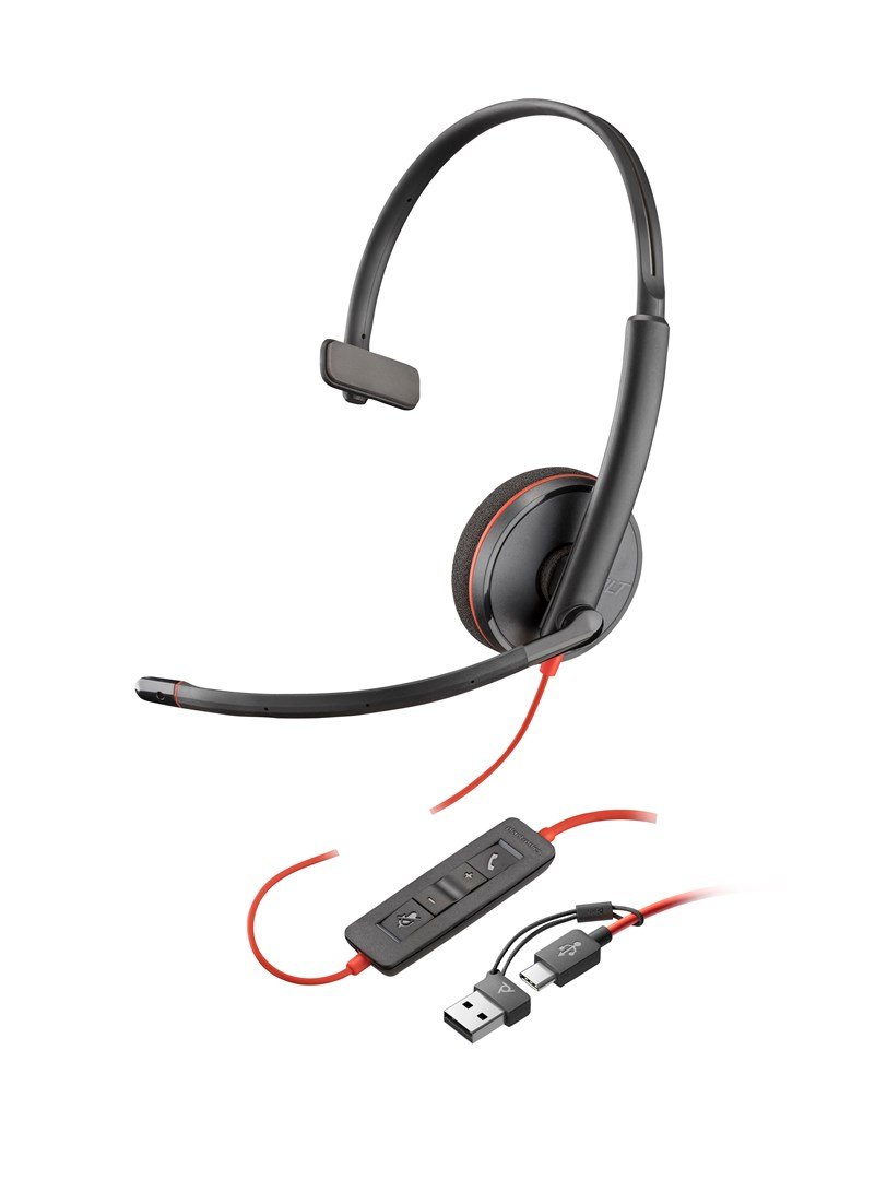 HP Poly Blackwire 3210 Monaural USB-C Headset +USB-C/A Adapter #1