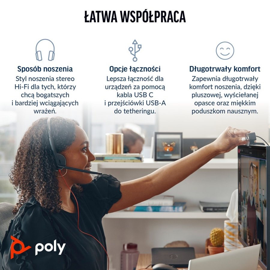 HP Poly Blackwire 3320 Stereo Microsoft Teams Certified USB-C Headset +USB-C/A Adapter #2