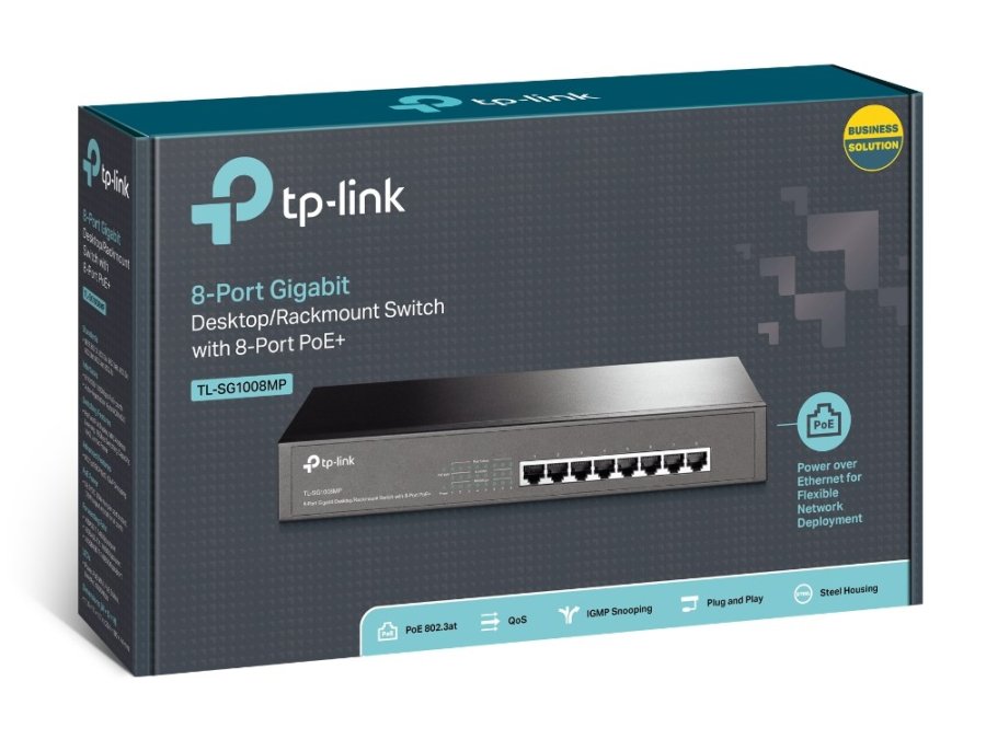 TP-Link TL-SG1008MP netv�rksswitch Ikke administreret Gigabit Ethernet (10/100/1000) Str�m over Ethernet (PoE) Sort #5