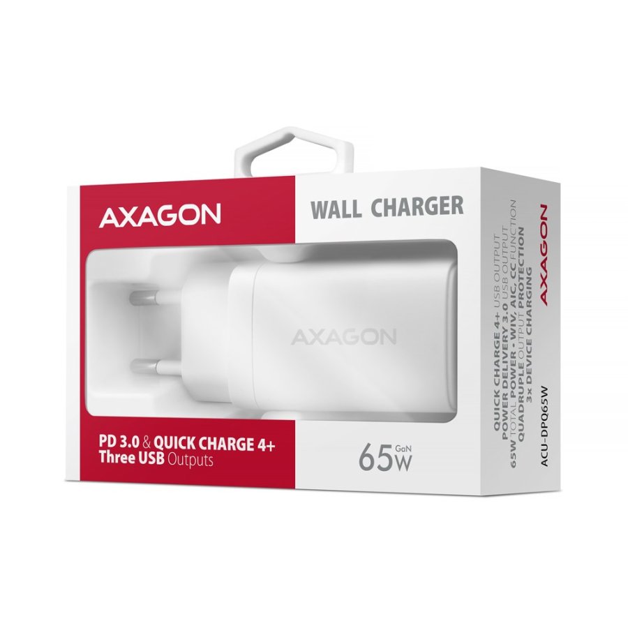 Axagon ACU-DPQ65W oplader til mobil enhed Mobiltelefon, Netbook, Laptop, Smartphone, SmartWatch, Tablet, Universel Hvid Vekselstrm Hurtig opladning Indendrs #10