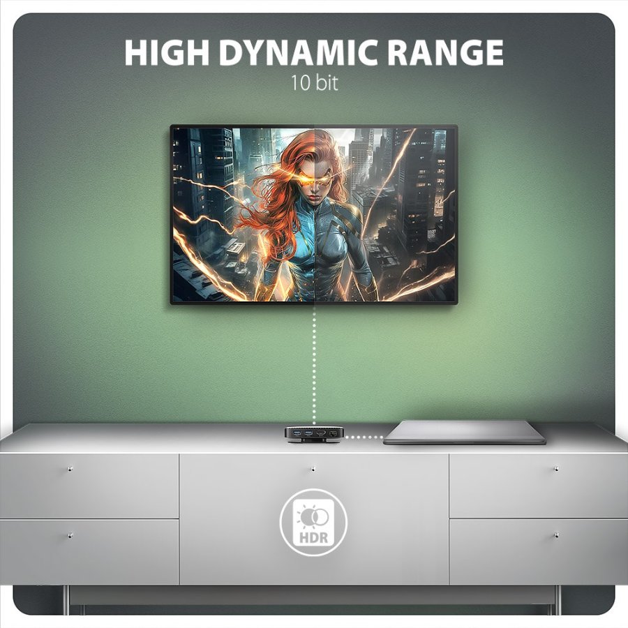 Axagon HMC-UFO USB-C Hub M.2 SATA/NVMe 1 Gbit/s Ethernet 384 kHz Audio Ledningsfrt USB 3.2 Gen 2 (3.1 Gen 2) Type-C Sort #14