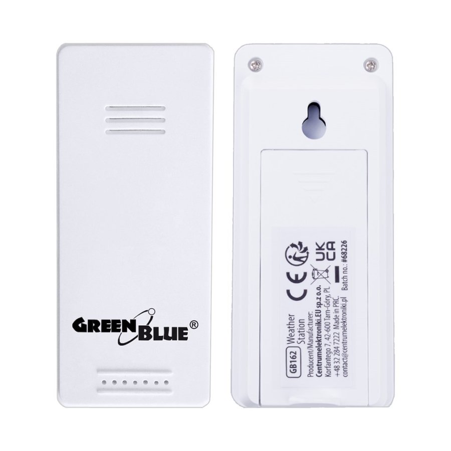 Tr�dl�s vejrstation GreenBlue, temperatur IN/OUT, ur, valg mellem �C / �F, r�kkevidde op til 60 m, GB162 #10