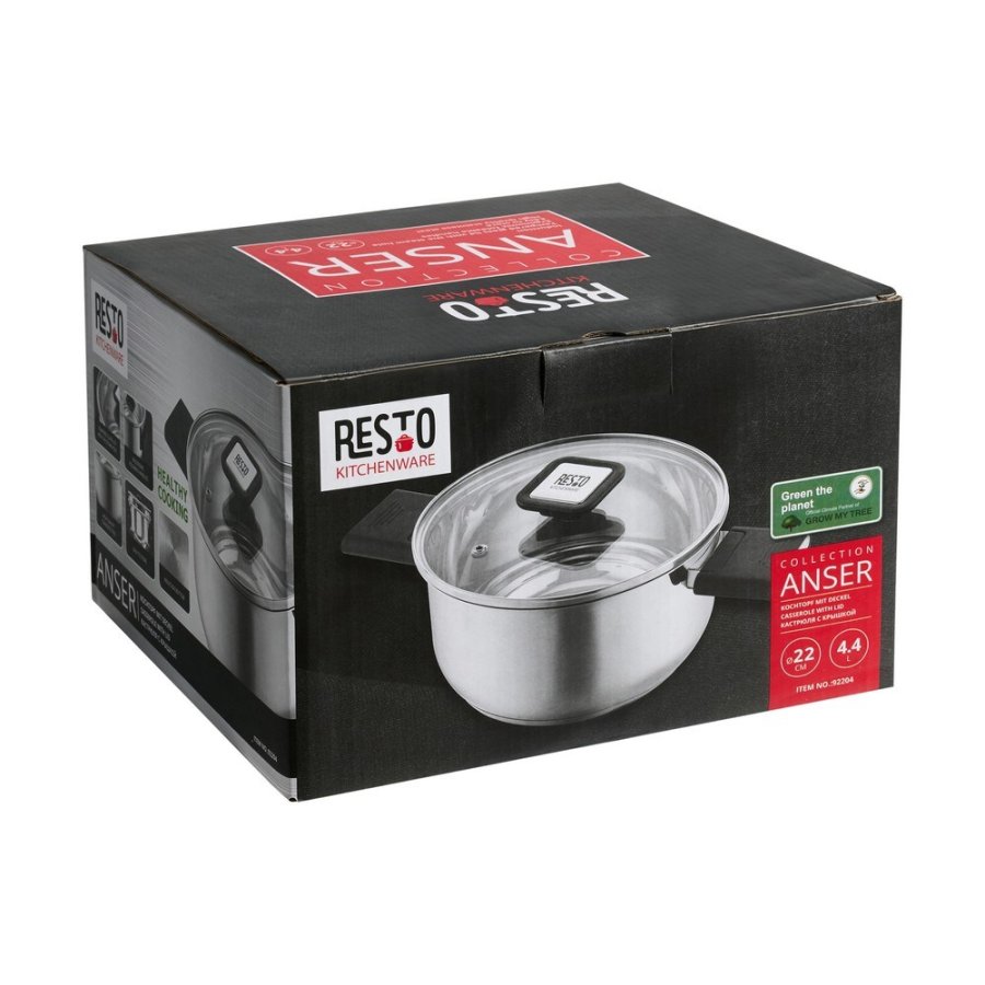 Resto Kitchenware Anser 4,4 L Rund Sort, Rustfrit stl #55