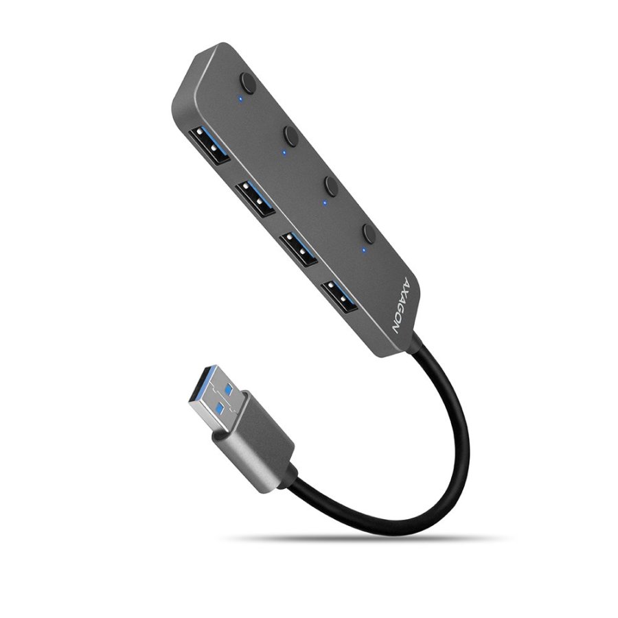 Axagon HUE-MSA Superspeed USB-A Switch Hub 4x USB 3.0 aktiv - 20cm schwarz USB 3.2 Gen 1 (3.1 Gen 1) Type-A 5000 Mbit/s Gr #1