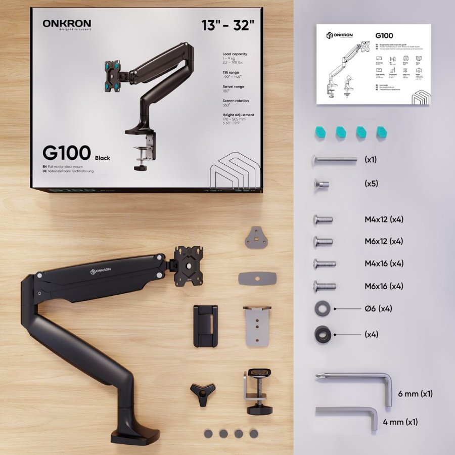 ONKRON G100-B sk�rmbeslag og -stativer 81,3 cm (32