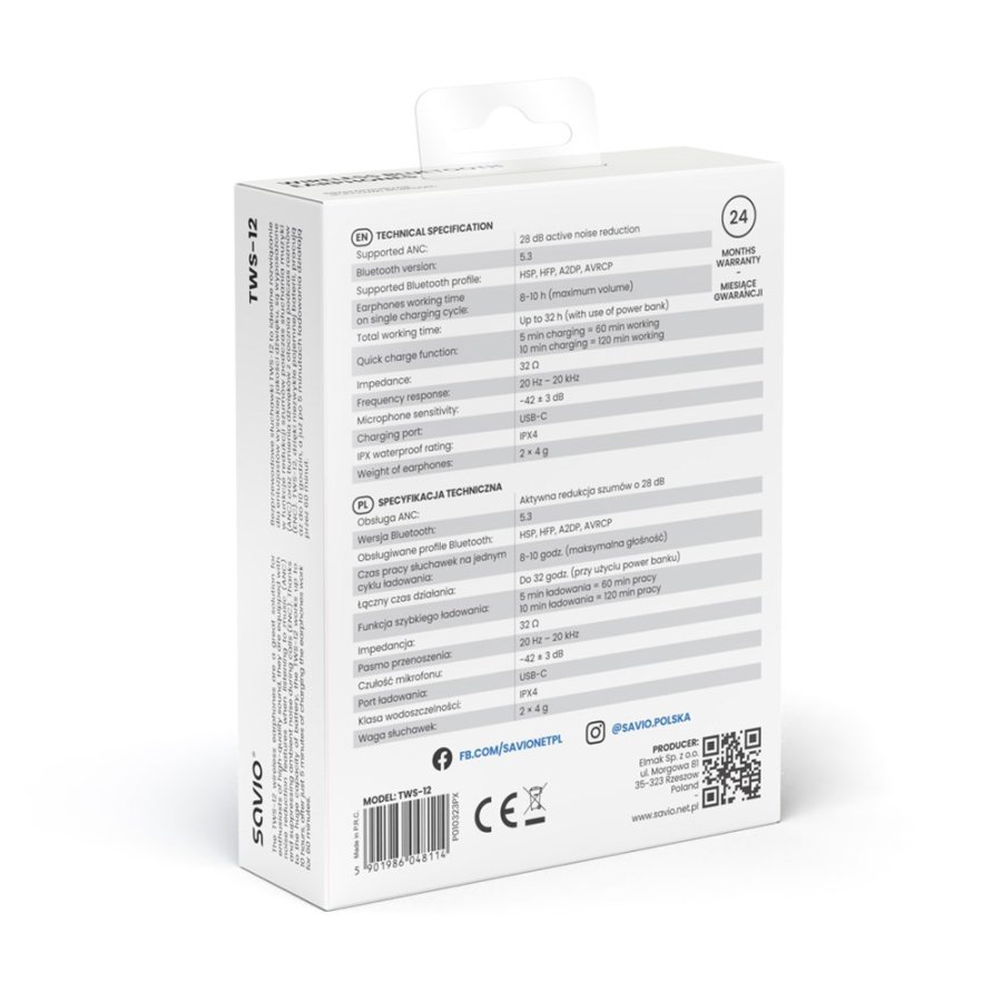 Bluetooth hovedtelefoner Savio TWS-12 Sort #13