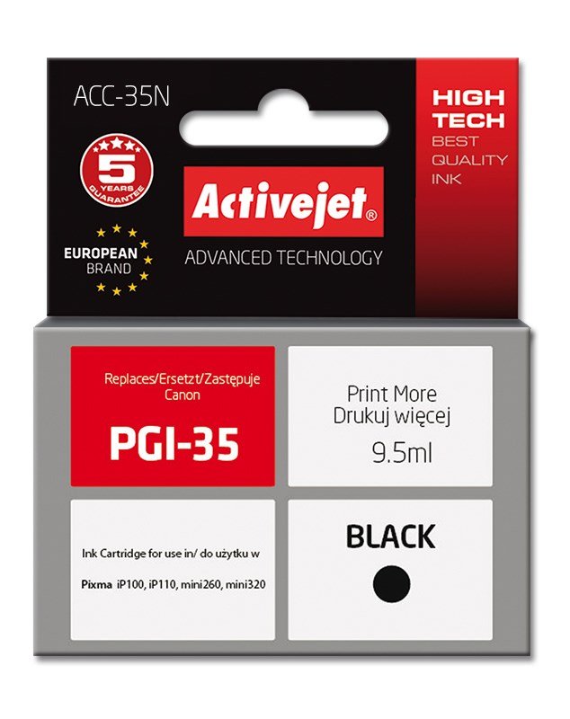 Activejet ACC-35N (erstatning for Canon PGI-35; Supreme; 9,5 ml; sort) #1