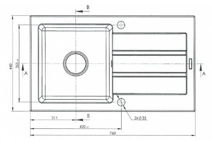 Enkeltvask med aflb Maidsinks Promo 76x44 1B 1D E070053701 #4
