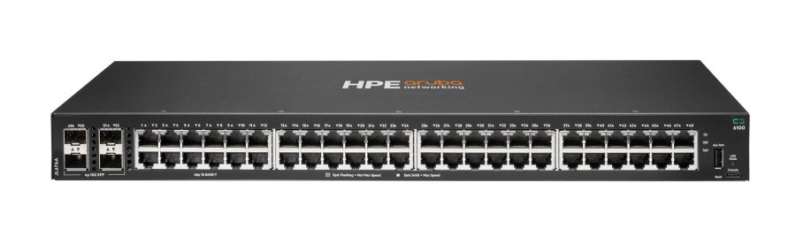 HPE Aruba Networking CX 6100 48G 4SFP+ Switch Administreret L3 Gigabit Ethernet (10/100/1000) Strm over Ethernet (PoE) 1U Sort #1