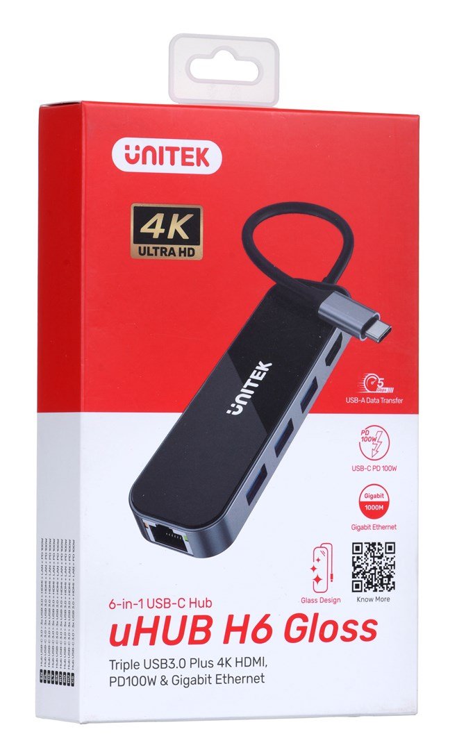 UNITEK HUB USB-C 3.1,RJ-45,3XUSB-A,HDMI,4K,PD100W #2
