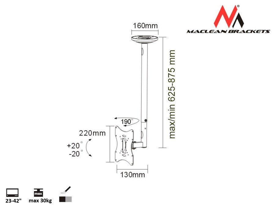 Loftmonteret tv-holder 23-42