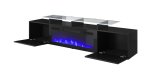 RTV-skab ROVA med elektrisk pejs 190x37x48 cm sort/sort hjglans #2