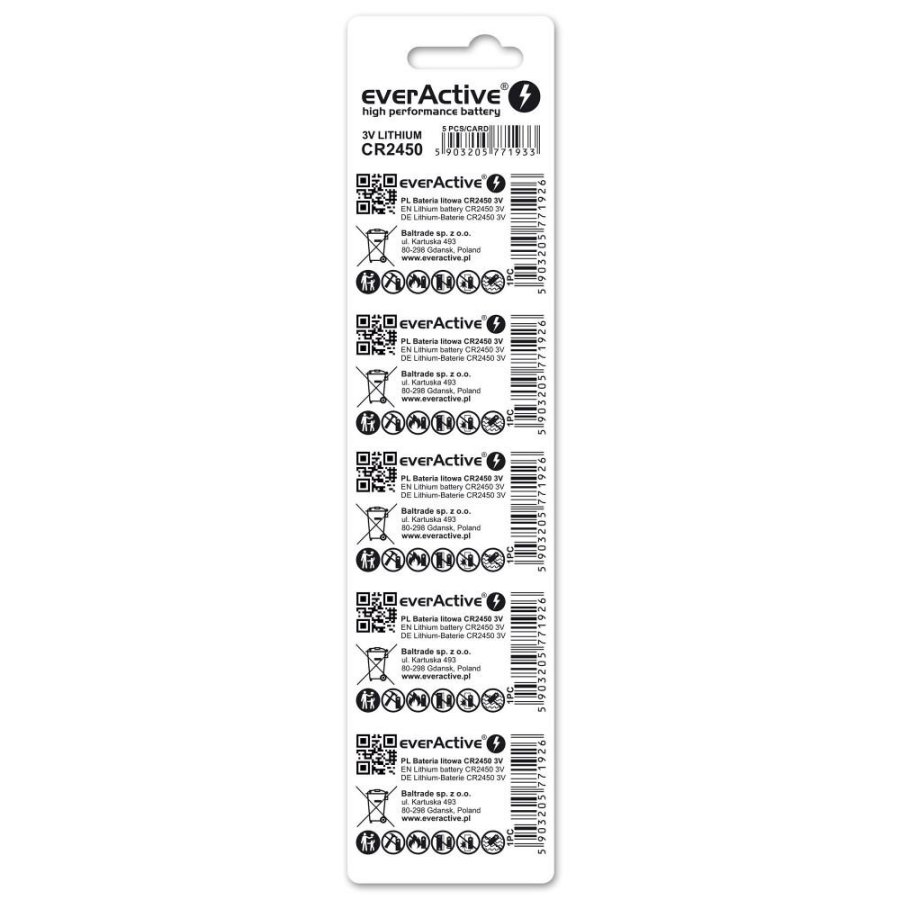 Mini everActive CR2450 lithiumbatteri i blister med 5 stk. #2