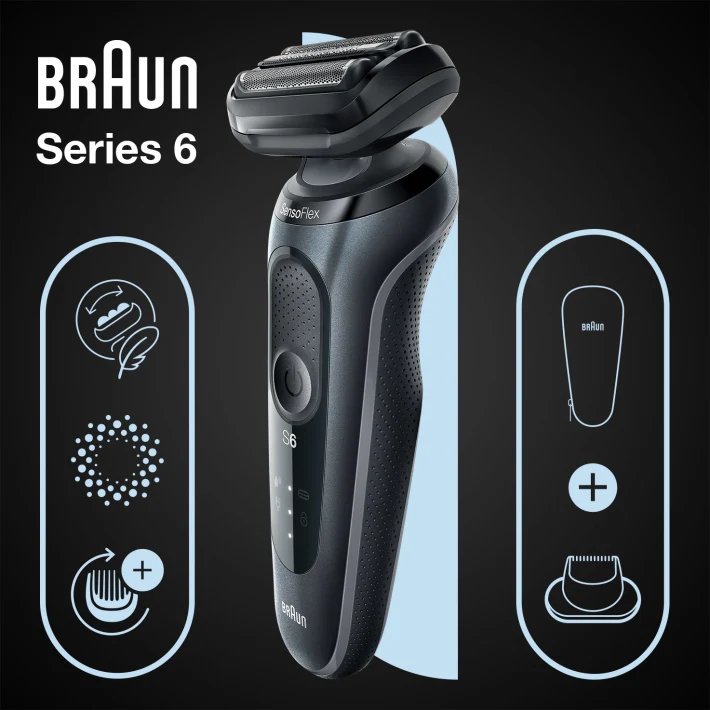 Braun Series 6 61-N1200s Folie shaver Trimmer Sort #5