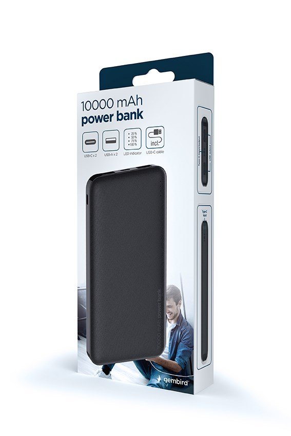 Gembird PB10-02 powerbank Lithium polymer (LiPo) 10000 mAh Sort #6
