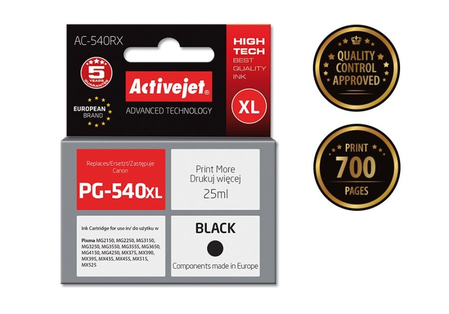 Activejet AC-540RX Ink (erstatning for Canon PG-540XL; Premium; 25 ml; sort) #2
