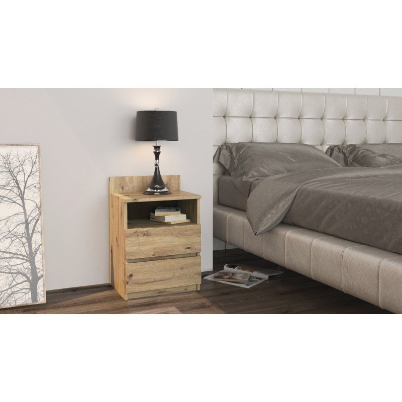 Topeshop M1 ARTISAN sengelampe & sengebord 2 skuffe(r) Egetr #4