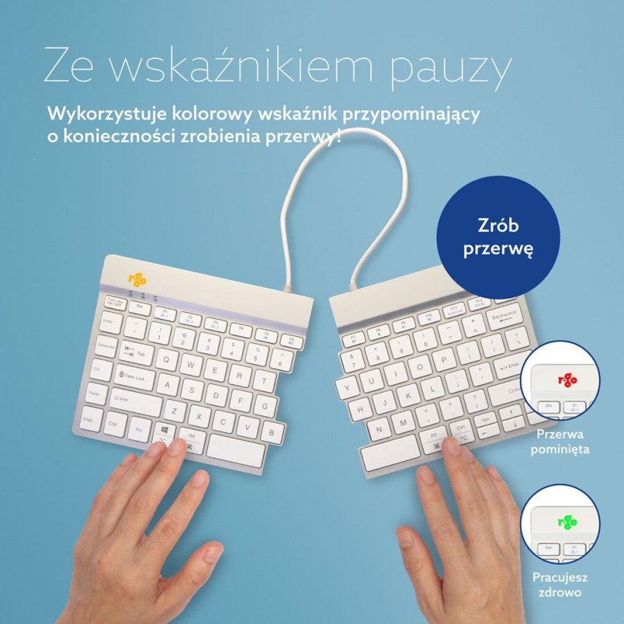 R-Go Tools Ergonomisch toetsenbord R-Go Split Break met pauzesoftware, gesplitst toetsenbord, QWERTY (US), Bluetooth, wit #11