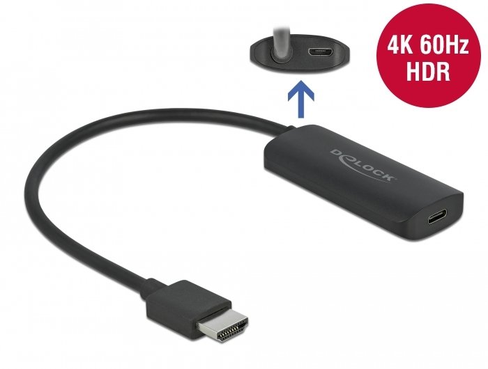 DeLOCK 63251 videokabel adapter HDMI Type A (Standard) USB Type-C Sort #1