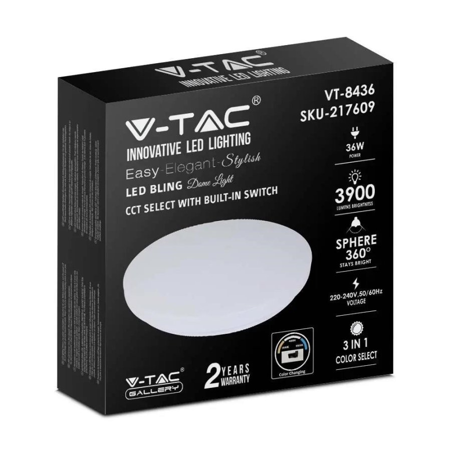 Plafond V-TAC VT-8436-M-N mlkeagtig 36W IP20 CCT 3000K-6400K 3900lm (SKU 217609) Hvid #3