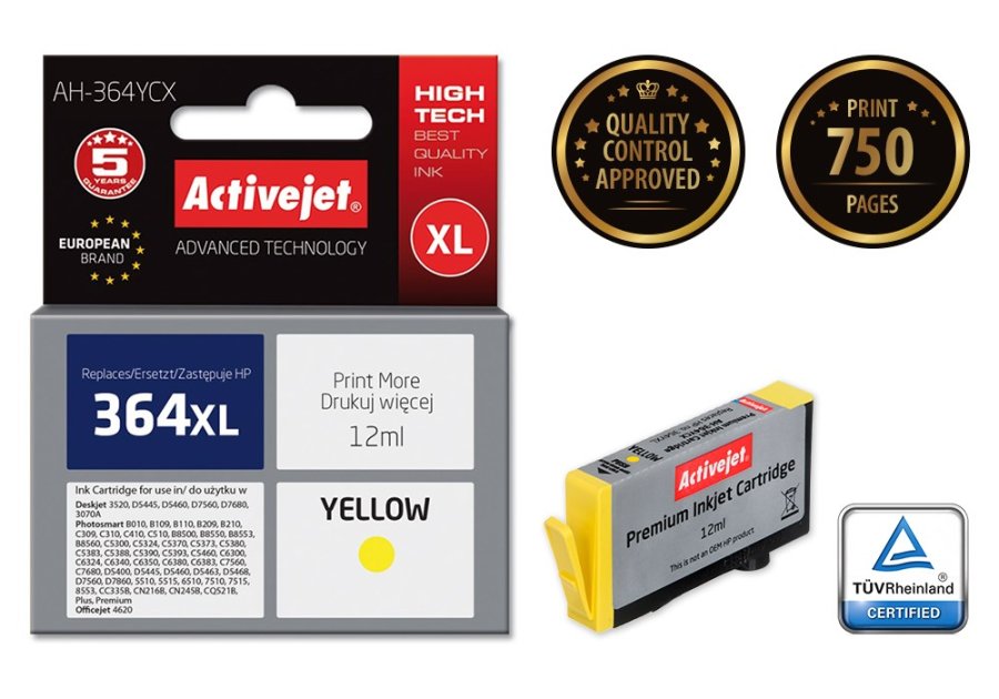 Activejet AH-364YCX Blk (erstatning HP 364XL CB325EE; Premium; 12 ml; gul) #2
