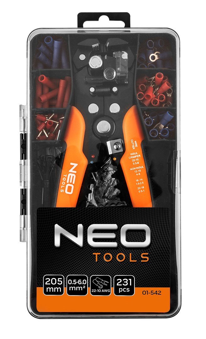 Automatisk afisoleringstang NEO TOOLS 205 mm, frontbetjent + 230 stik #14