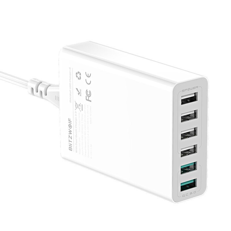 BlitzWolf BW-S15 oplader til mobil enhed Universel Hvid Vekselstr�m Hurtig opladning Indend�rs #4