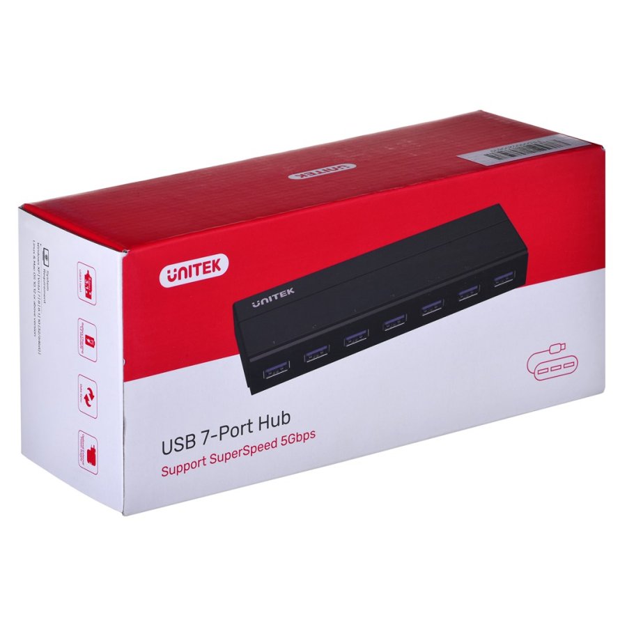 UNITEK HUB USB-A + DC Y-3184; 7x USB 3.2 Gen 1 (3.1 Gen 1) Type-A #1