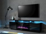 RTV EVA-skab med elektrisk pejs 180x40x52 cm sort/blank sort #2