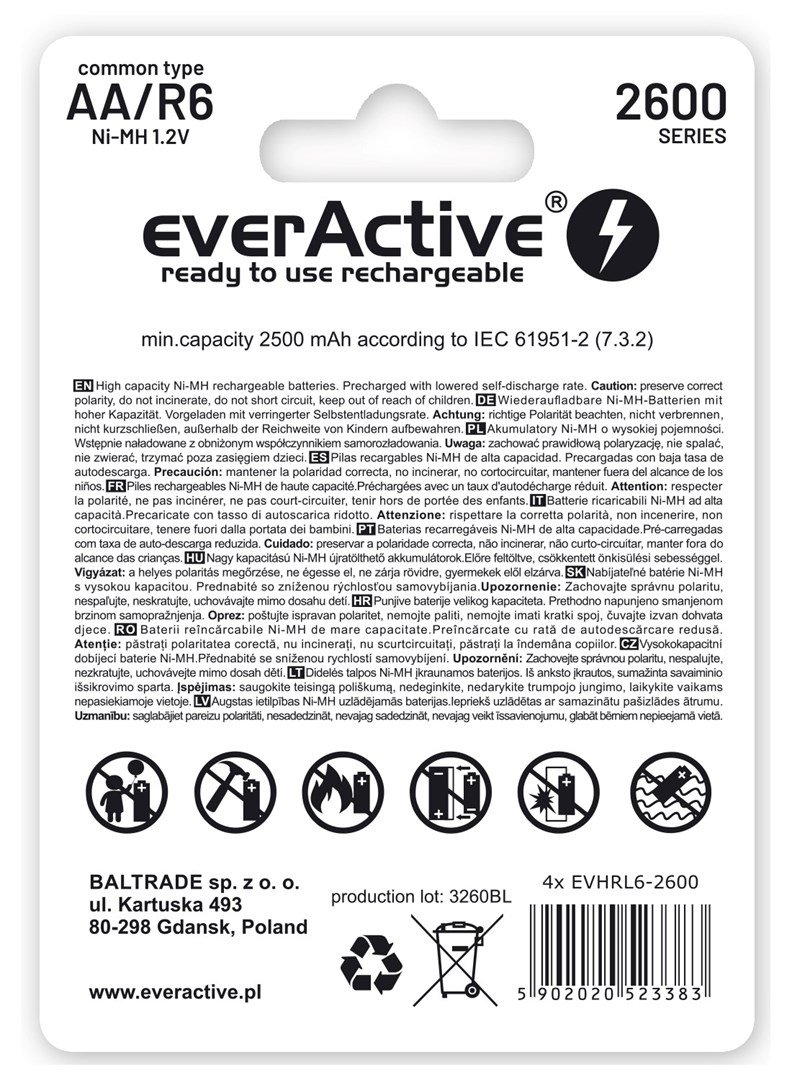 Akumulatorki everActive Ni-MH R6 AA 2600 mAh Professional Line #2