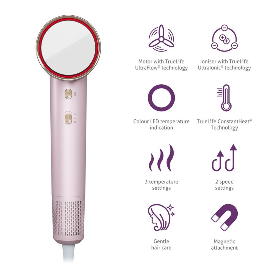 TrueLife HairDryer D6 h�rt�rrer 1600 W Rose #5