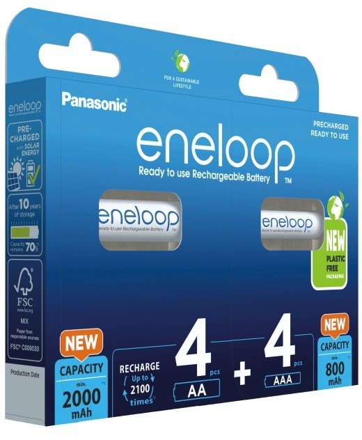 Genopladelige batterier PANASONIC ENELOOP 4x AA 2000 mAh + 4x AAA 800 mAh 8 szt (BK-3MCDE+4MCDE/8CP) #1