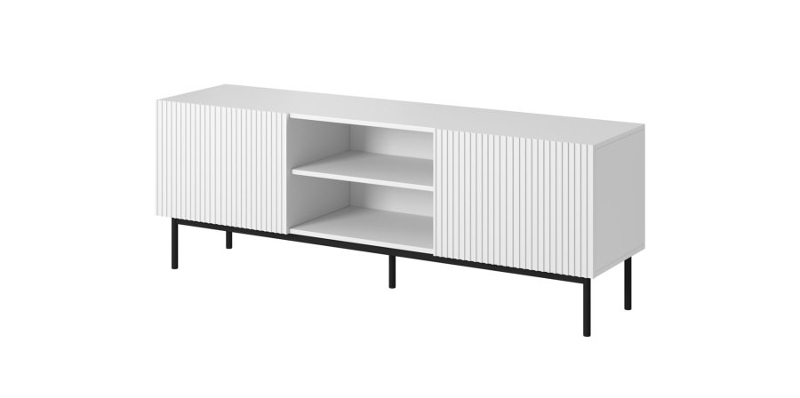 PAFOS RTV-skab p sort stlramme 150x40x60 cm hvid mat #1