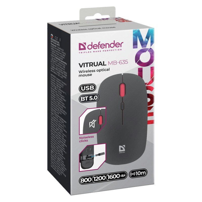 COMPUTERMUS DEFENDER VITRUAL MB-635 RF+BT SILENT 1600dpi 4P #6