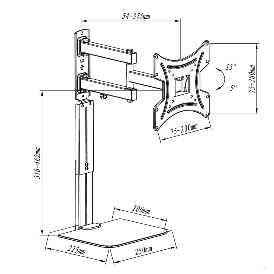 Maclean tv-beslag med dvd-hylde, vesa 200x200 , 23-43, 25 kg, MC-771A #6