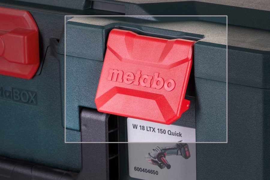 Vinkelsliber METABO W 18 LTX 150 QUICK (600404650) + metaBOX 165 L-kuffert Grn, Sort #8