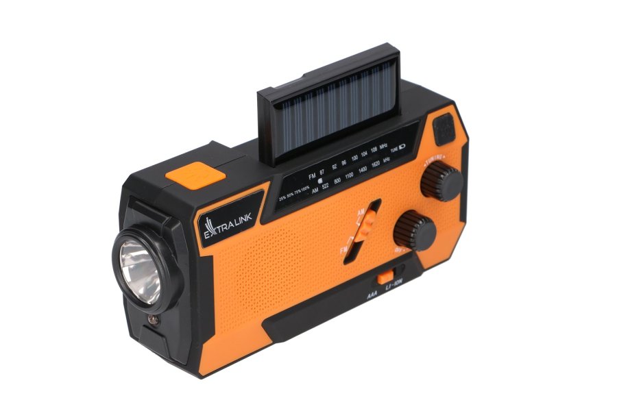 Extralink RADIO AWARYJNE SOLARNE Z KORBKA DYNAMO POWERBANK 4000MAH Z LATARKA SOS SR-4000 B�rbar Analog Sort, Orange #19