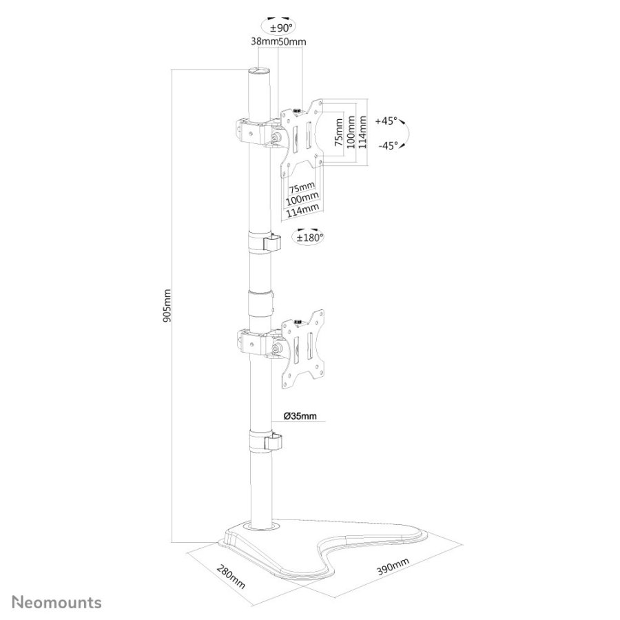 Neomounts FPMA-D550DDVBLACK skrmbeslag og -stativer 81,3 cm (32