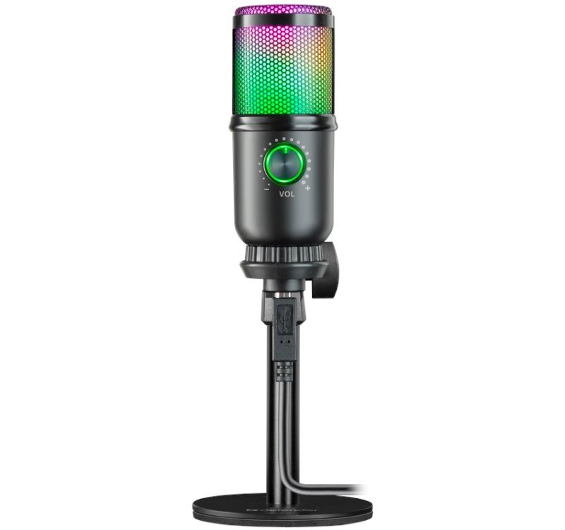 Mikrofon przewodowy Defender GLOW GMC 400 ze statywem STREAM strumieniowy RGB USB #5
