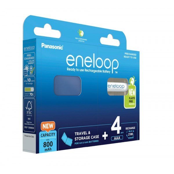 Genopladelige batterier PANASONIC ENELOOP AAA 800 mAh 4 szt + kasse (BK-4MCDE/4CP+CASE) #1