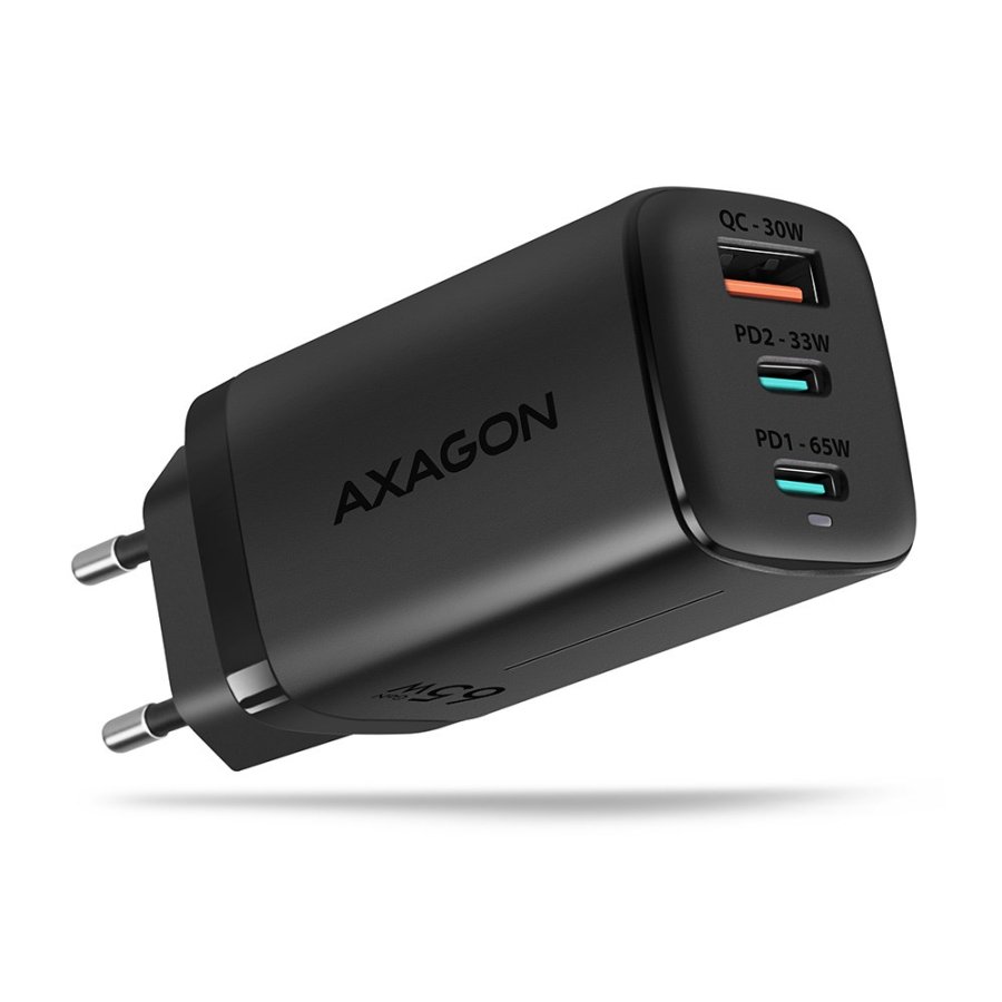 Axagon ACU-DPQ65 oplader til mobil enhed Mobiltelefon, Netbook, Laptop, Smartphone, SmartWatch, Tablet, Universel Sort Vekselstrm Hurtig opladning Indendrs #1