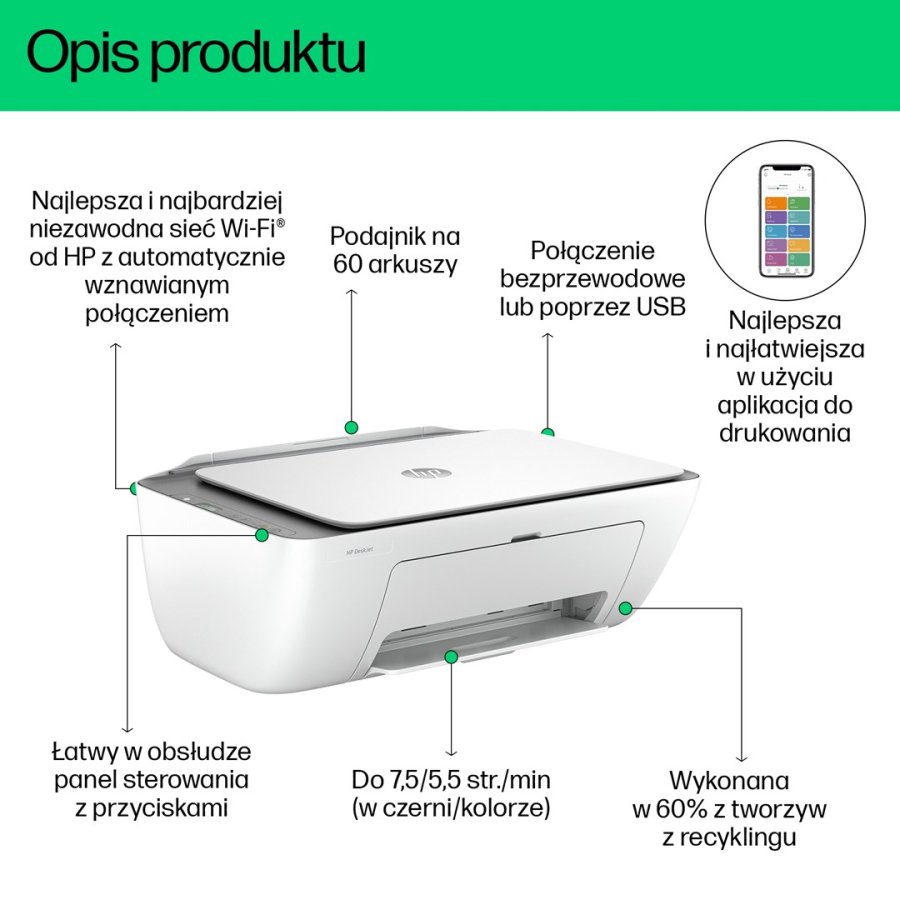 HP DeskJet 2820e Trdlst All-in-One Farve Printer, Kopimaskine, scanner #3