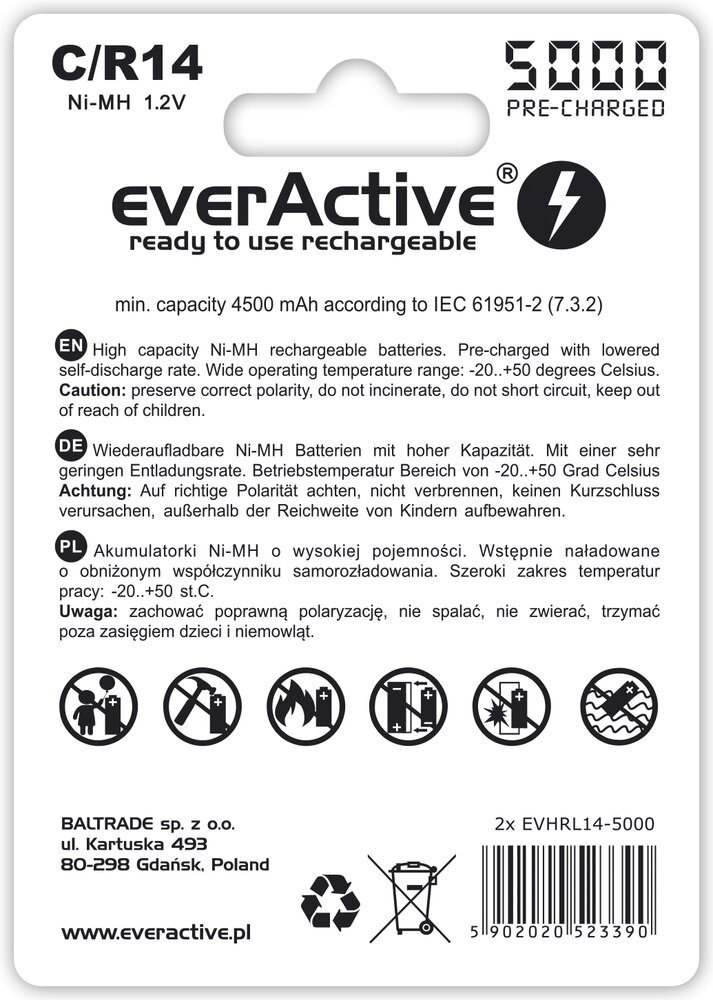 Genopladelige batterier everActive Ni-MH R14 C 5000 mAh Professional Line #2